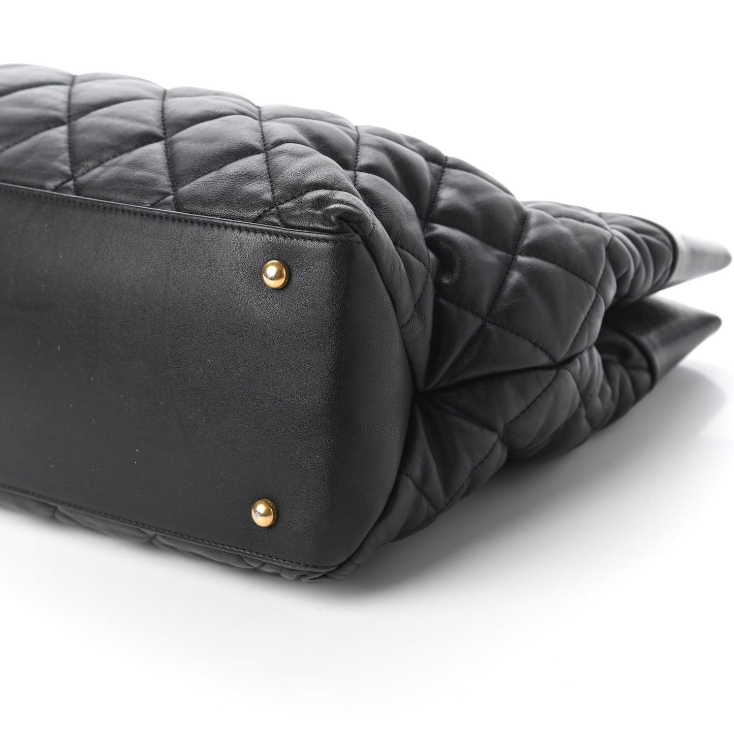 Calfskin Quilted Large Soft Elegance Tote Black