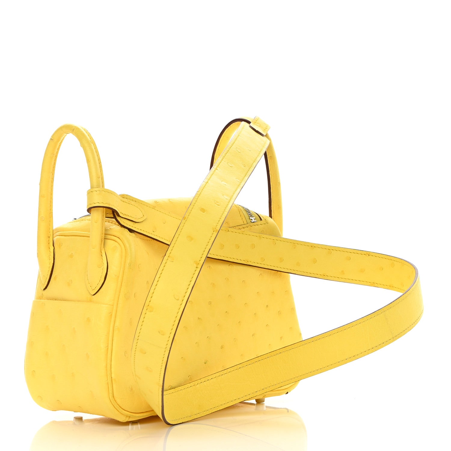Hermes Ostrich Mini Lindy 20 Jaune Citron 3 of 12