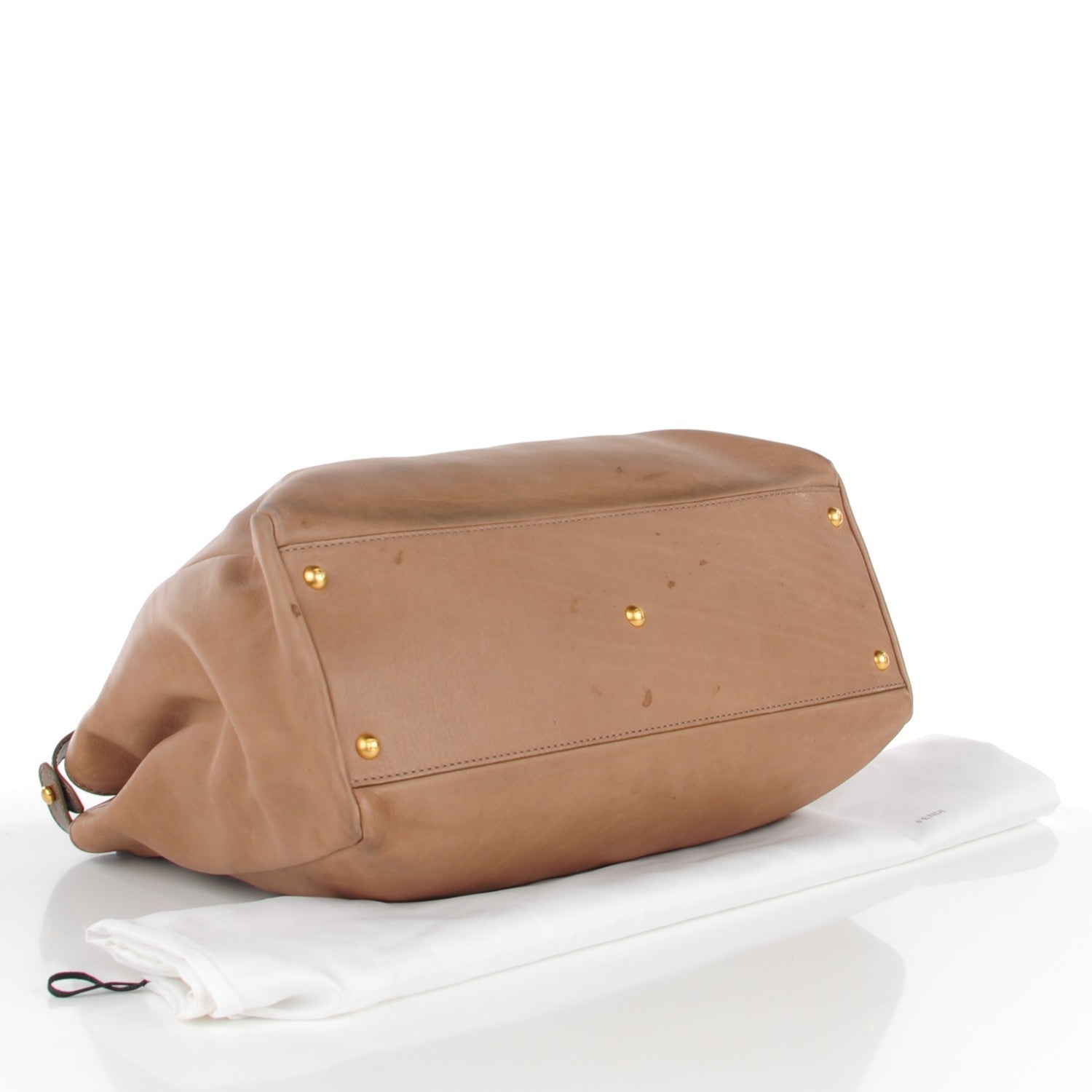 Fendi Saddle Calfskin Large Peekaboo Iconic Satchel Argilla Grigio 4 of 14