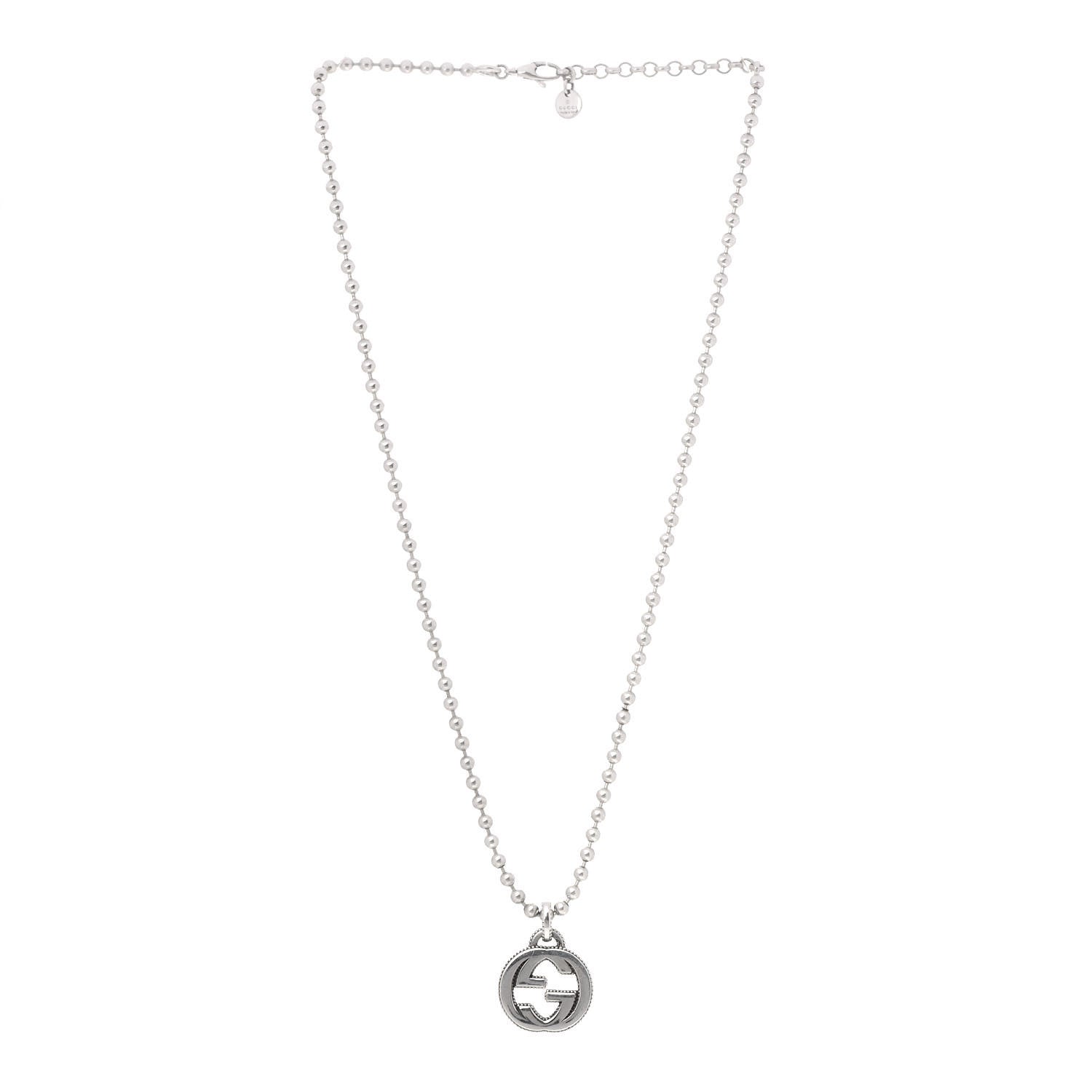 Gucci Sterling Silver Interlocking Circle GG Pendant Necklace 3 of 8