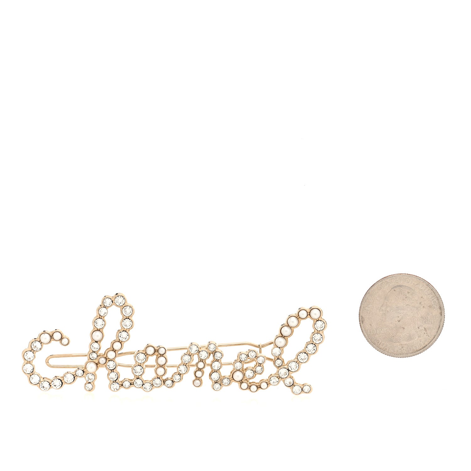 Chanel Metal Glass Swirling Pearls Brooch Pin Gold 2 of 5