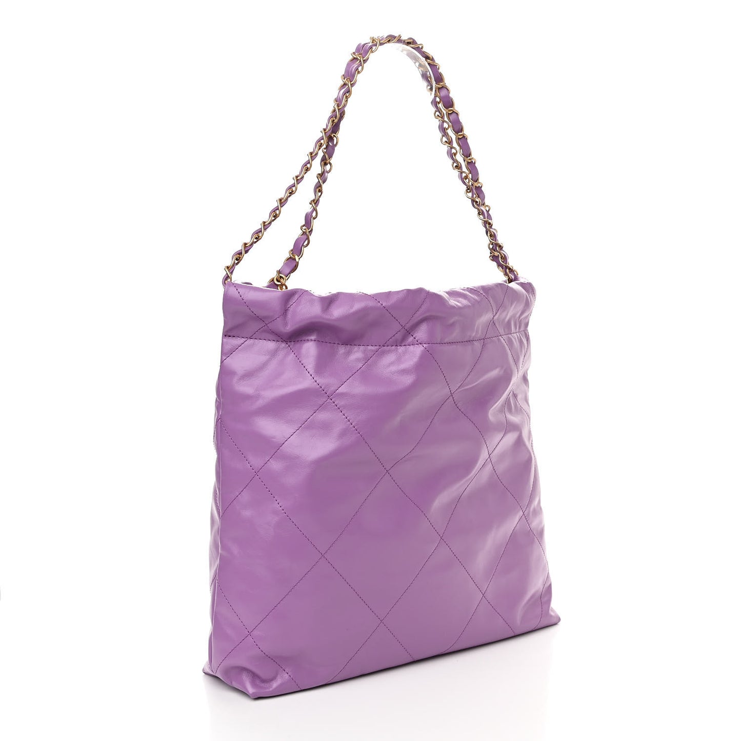 Shiny Calfskin Quilted Small Chanel 22 Purple