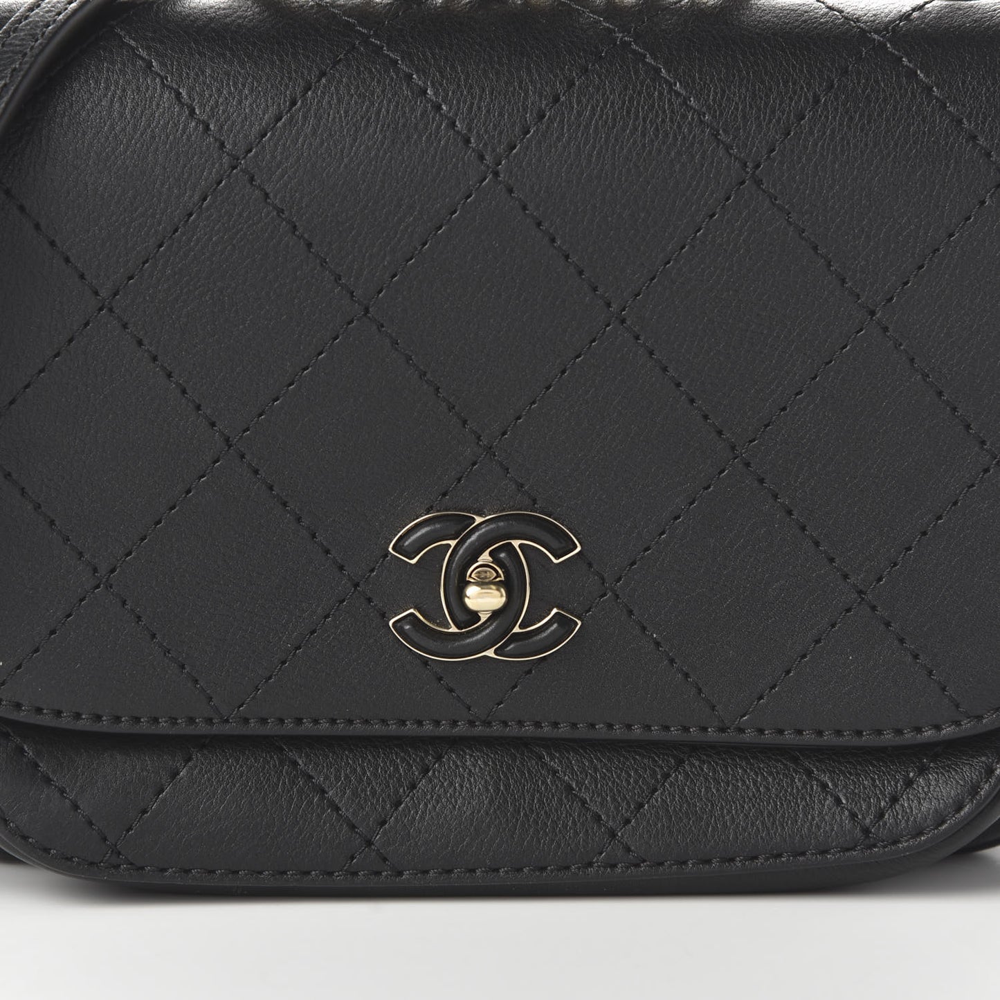Calfskin Stitched Small Flap Bag Black