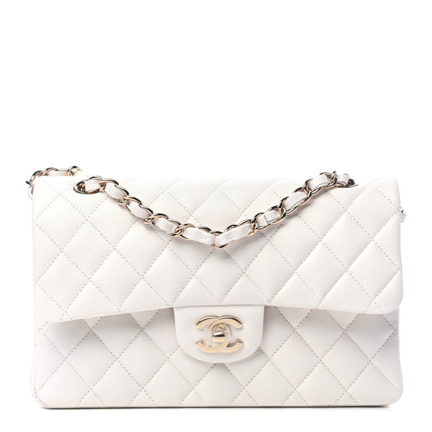 Caviar Quilted Small Double Flap White