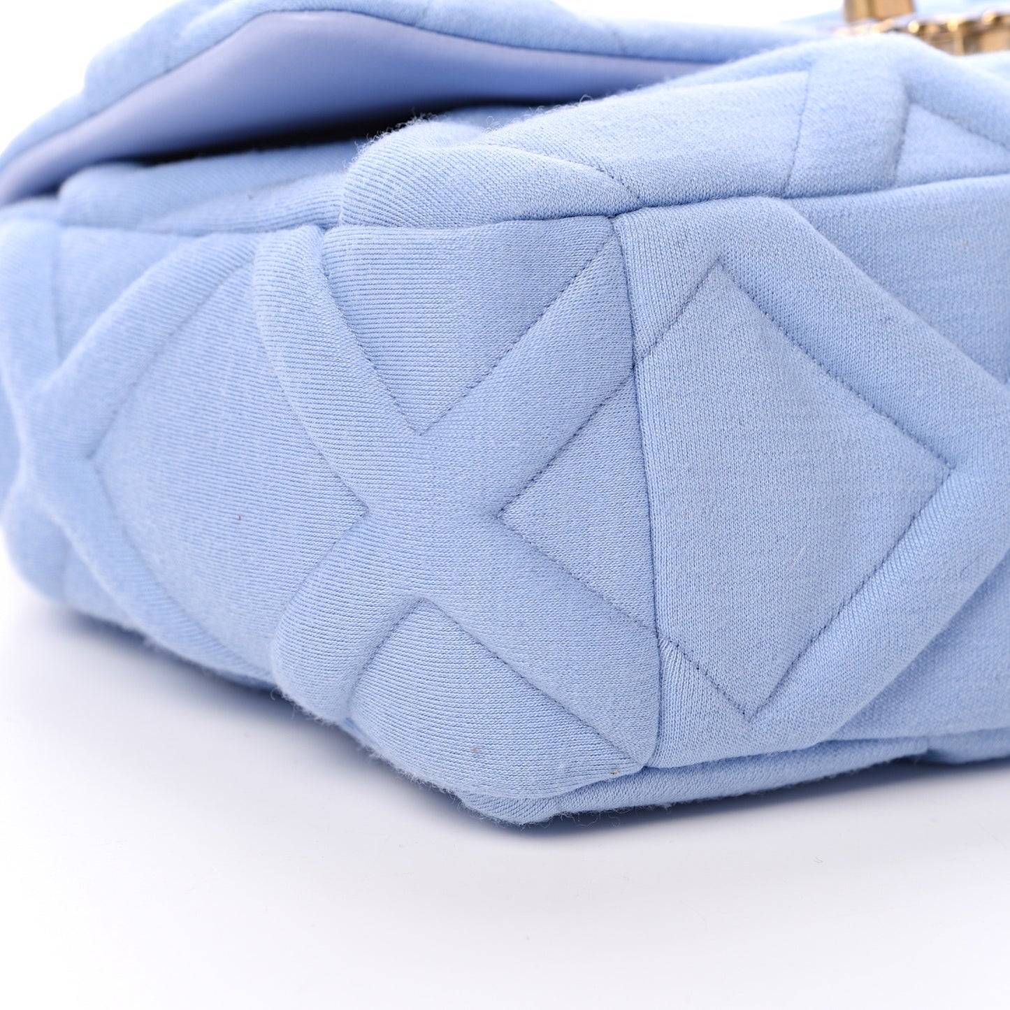 Jersey Lambskin Quilted Medium 19 Flap Light Blue