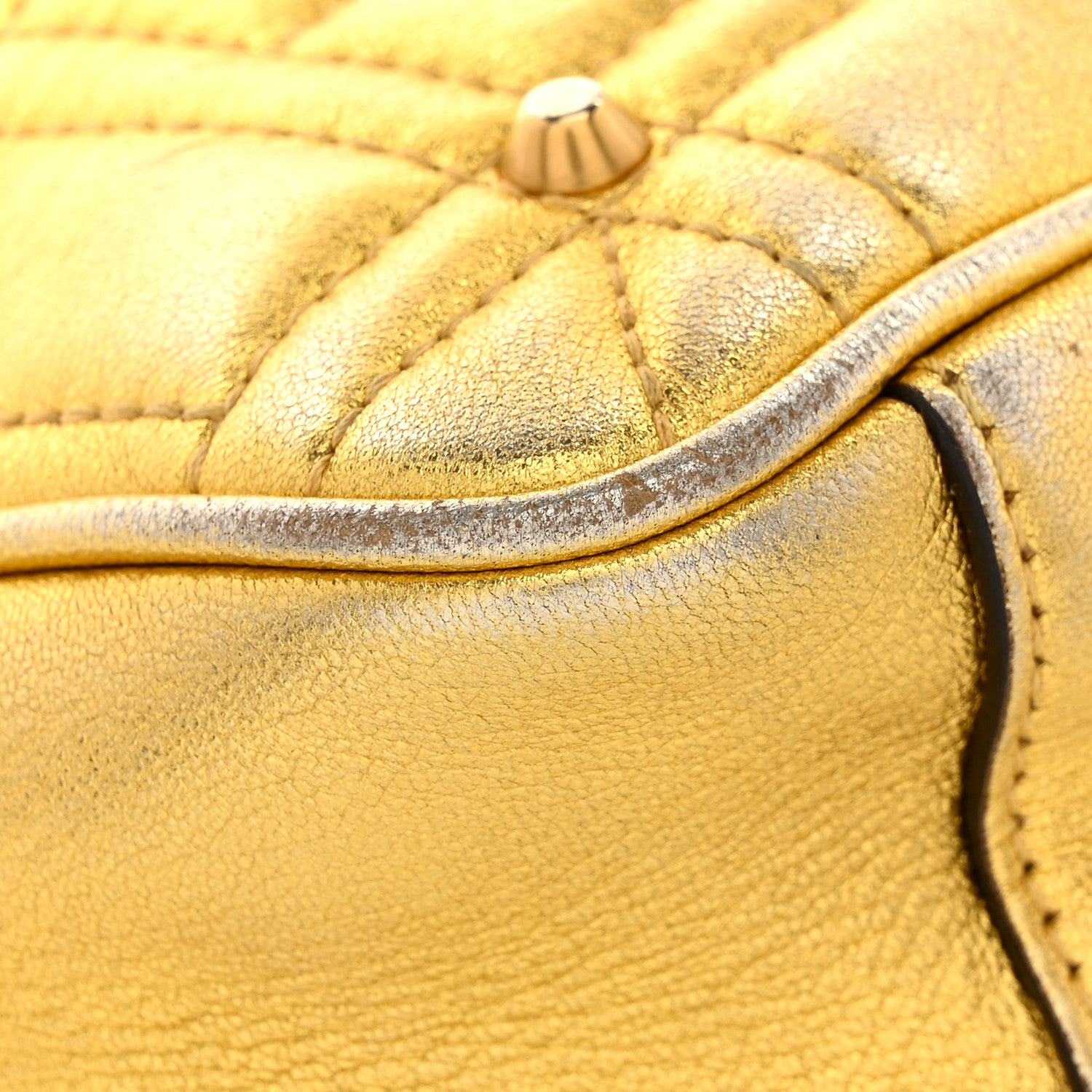 Gucci Metallic Calfskin Matelasse Studded Mini Pearly GG Marmont Shoulder Bag Gold 14 of 15