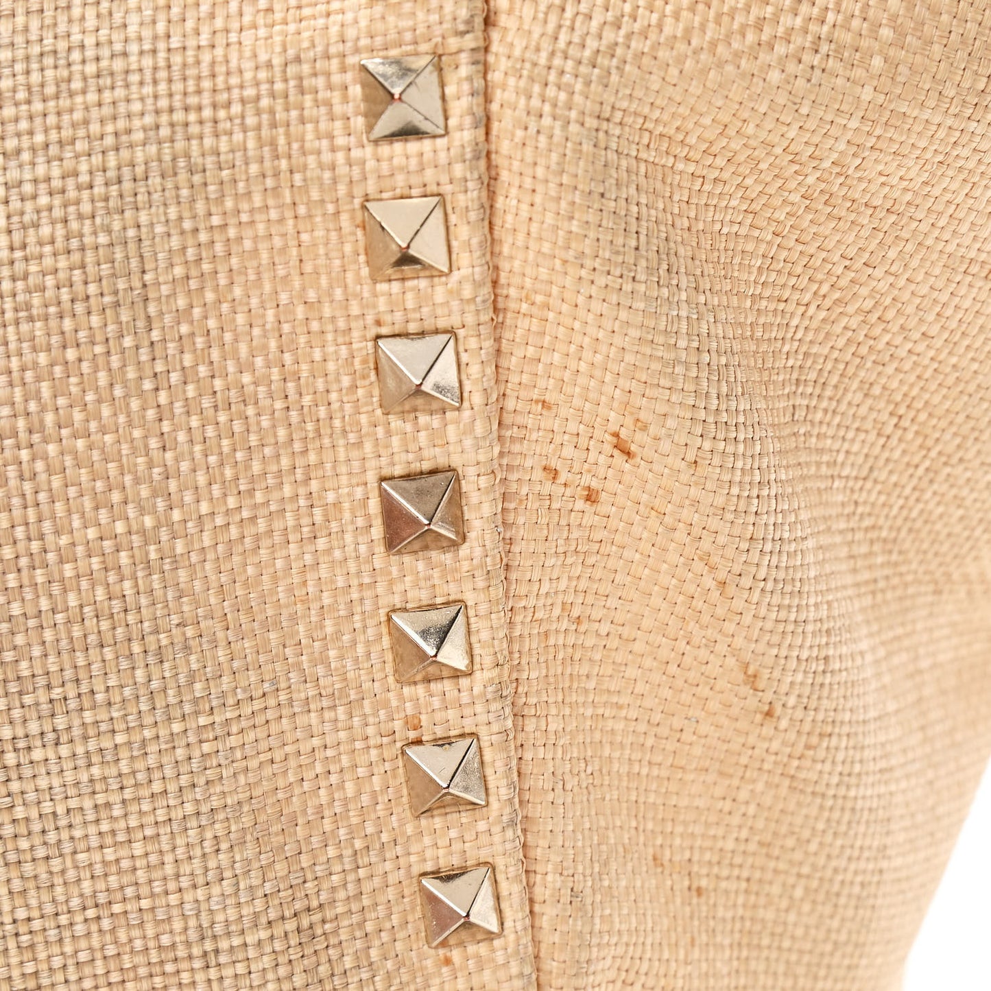 Raffia Medium Rockstud Tote Natural