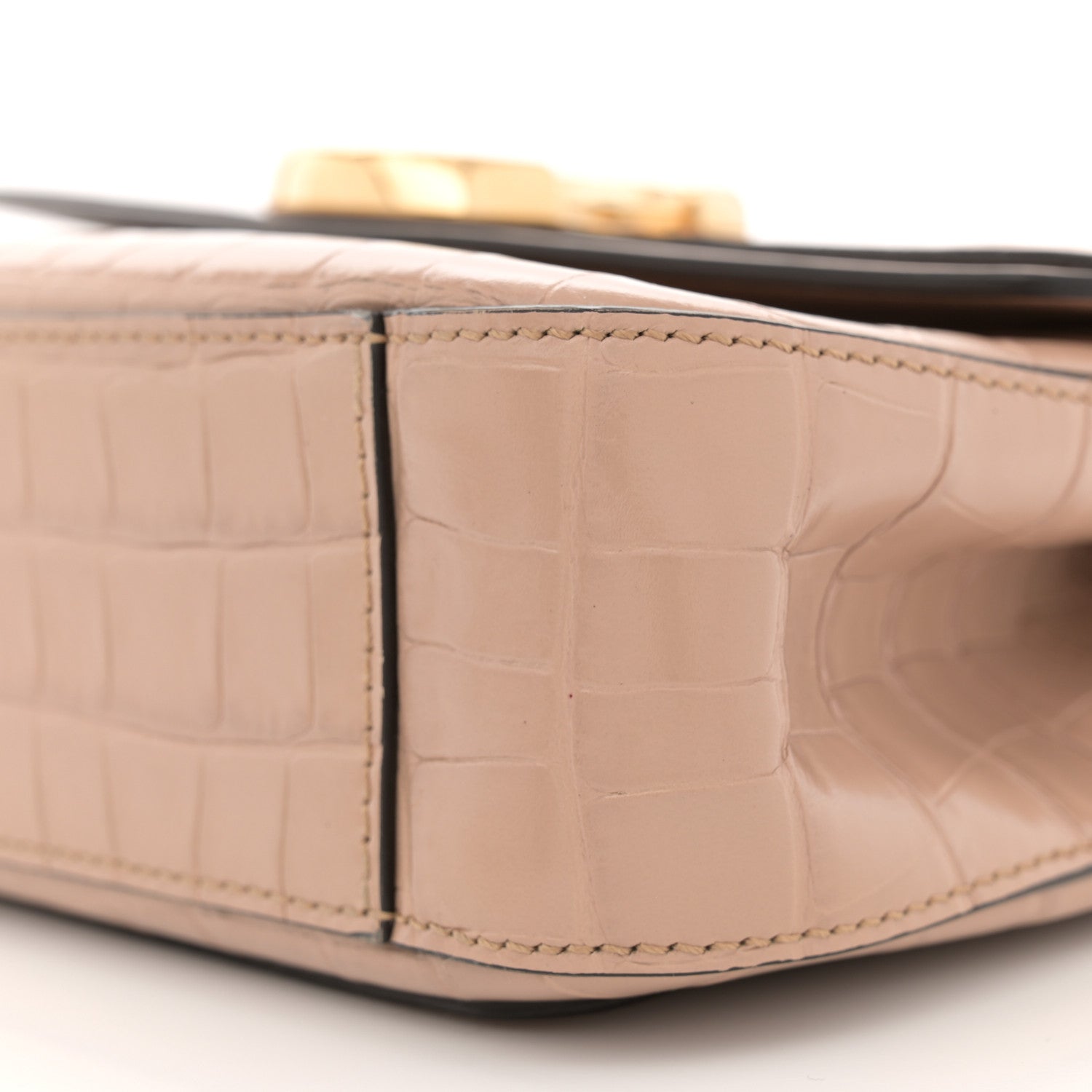 Chloe Calfskin Crocodile Embossed Small C Double Carry Autumnal Brown 10 of 12