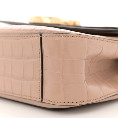 Chloe Calfskin Crocodile Embossed Small C Double Carry Autumnal Brown 10 of 12