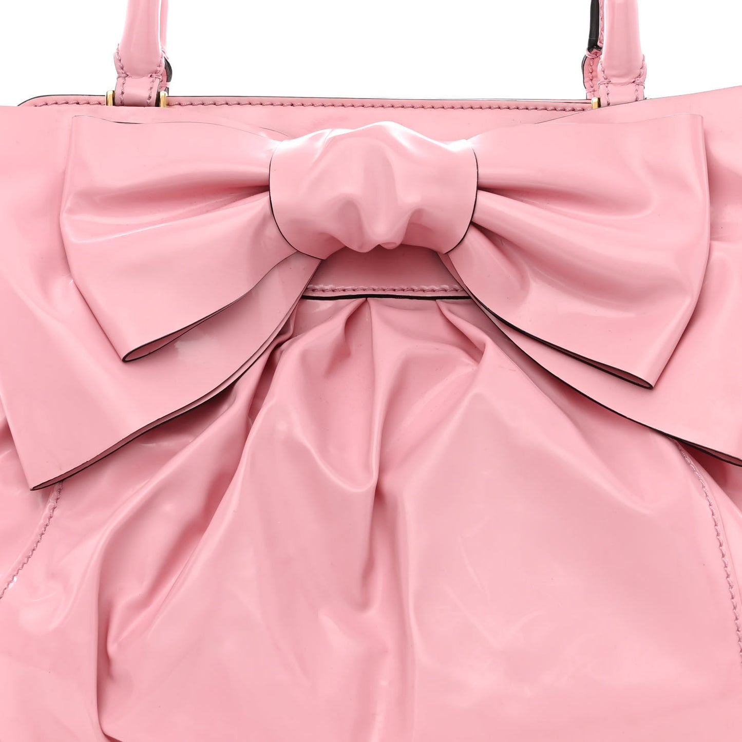 Patent Lacca Double Handle Bow Bag Pop Gardenia