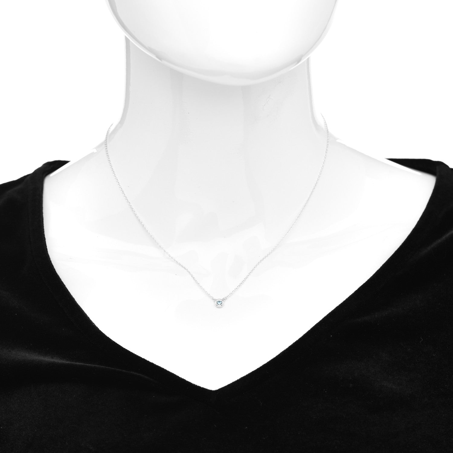 Tiffany Sterling Silver Aquamarine .06ct Elsa Peretti Color by the Yard Pendant Necklace 2 of 4