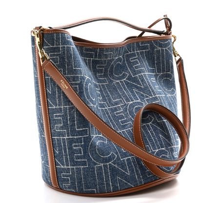 Celine Denim Calfskin Logo Bucket 16 Bag Blue 3 of 11