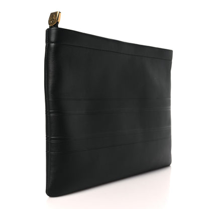 Christian Dior Calfskin Embossed Logo Zip Clutch Black 3 of 9