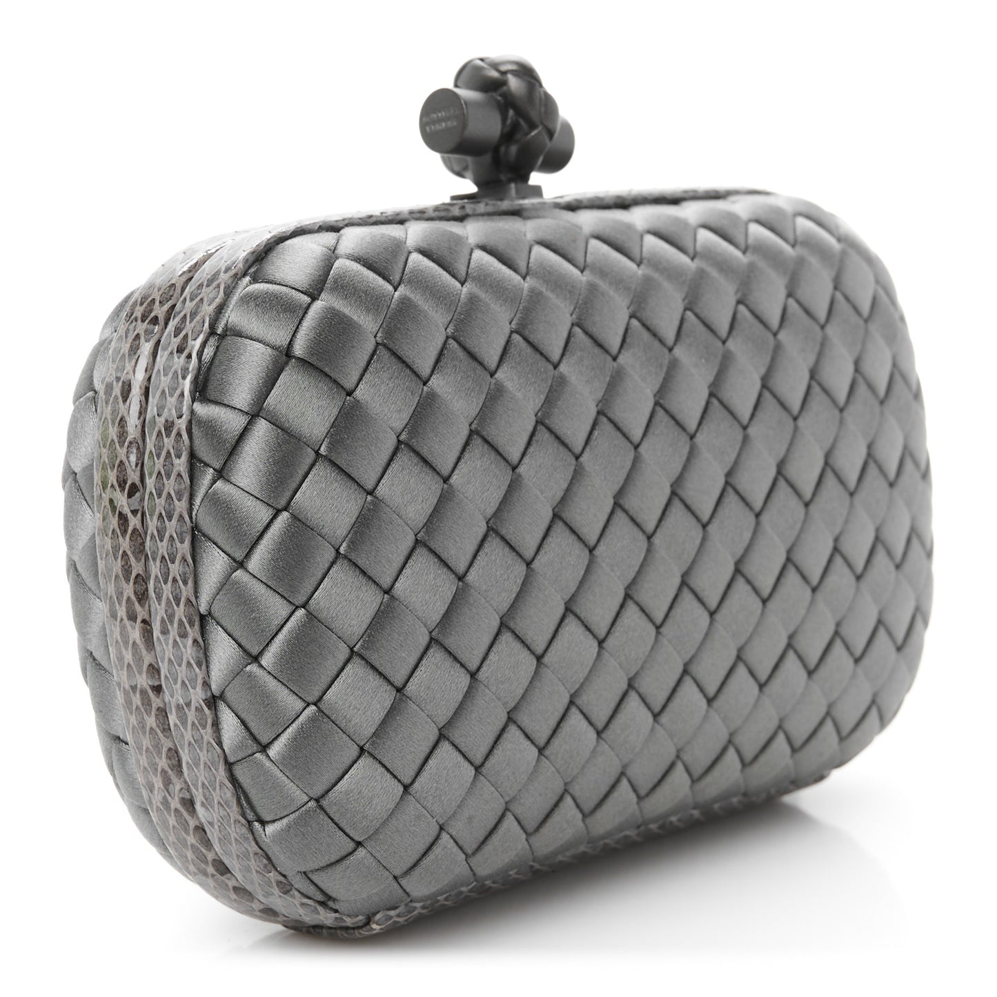 Satin Ayers Intrecciato Knot Clutch Ardoise