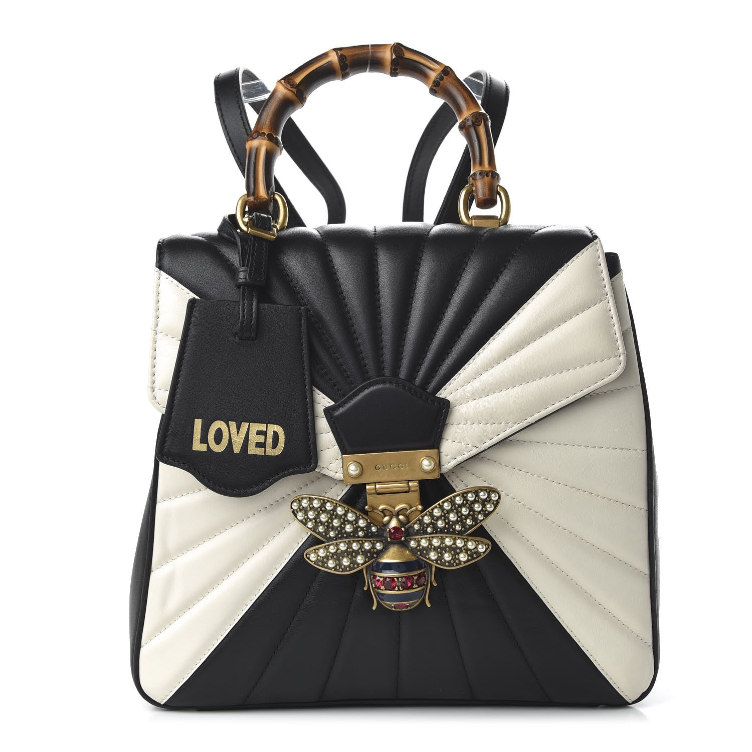 Gucci Calfskin Bamboo Trapuntata Queen Margaret Backpack Mystic White Black 1 of 9