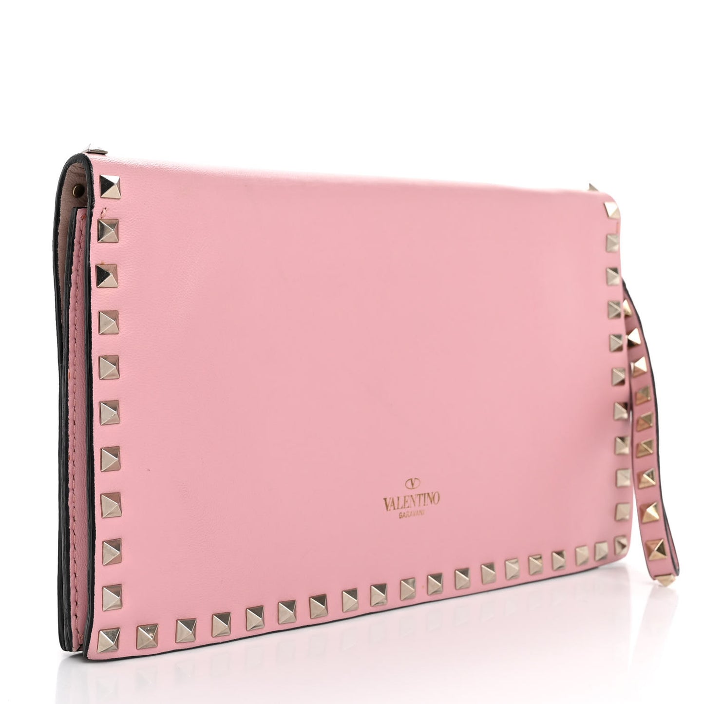 Nappa Rockstud Wristlet Clutch Water Rose