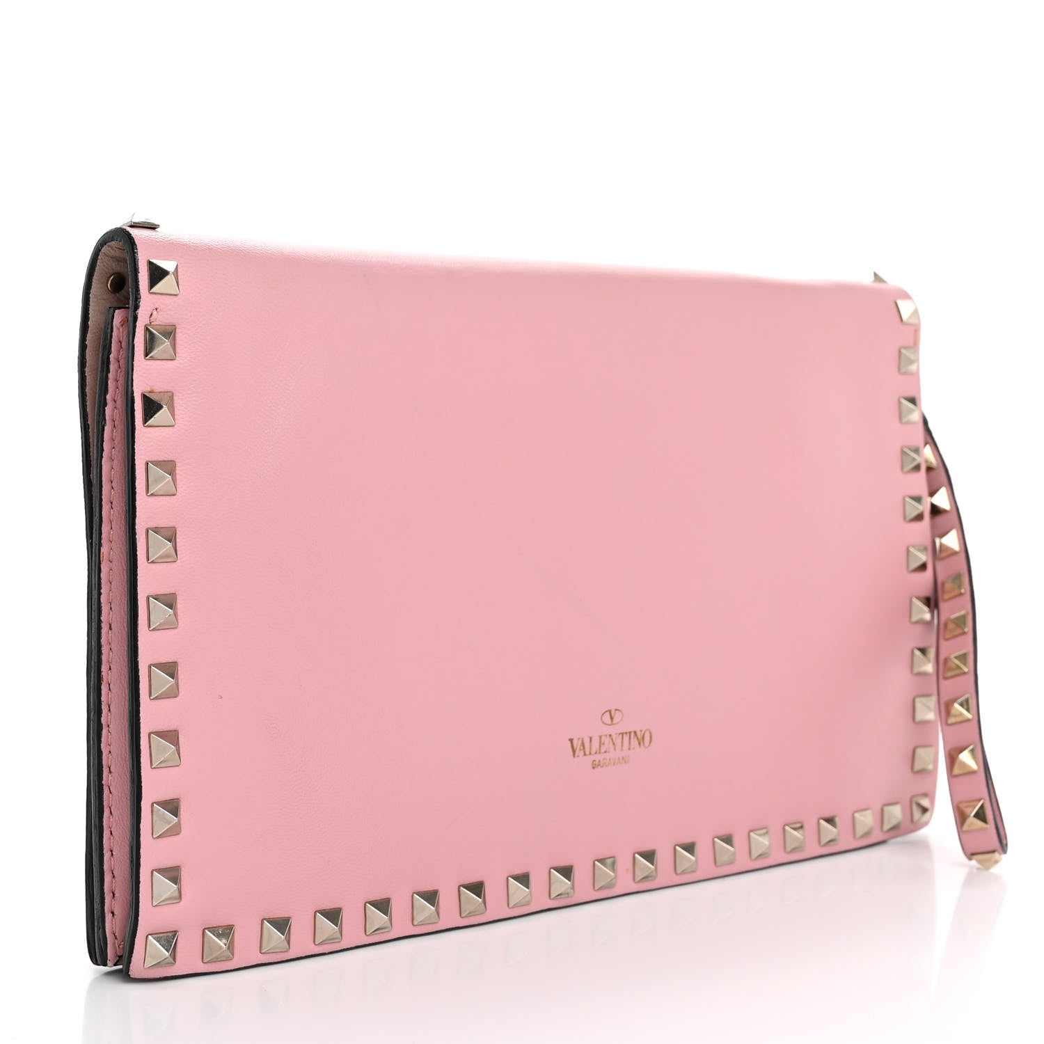 Valentino Garavani Nappa Rockstud Wristlet Clutch Water Rose 3 of 23