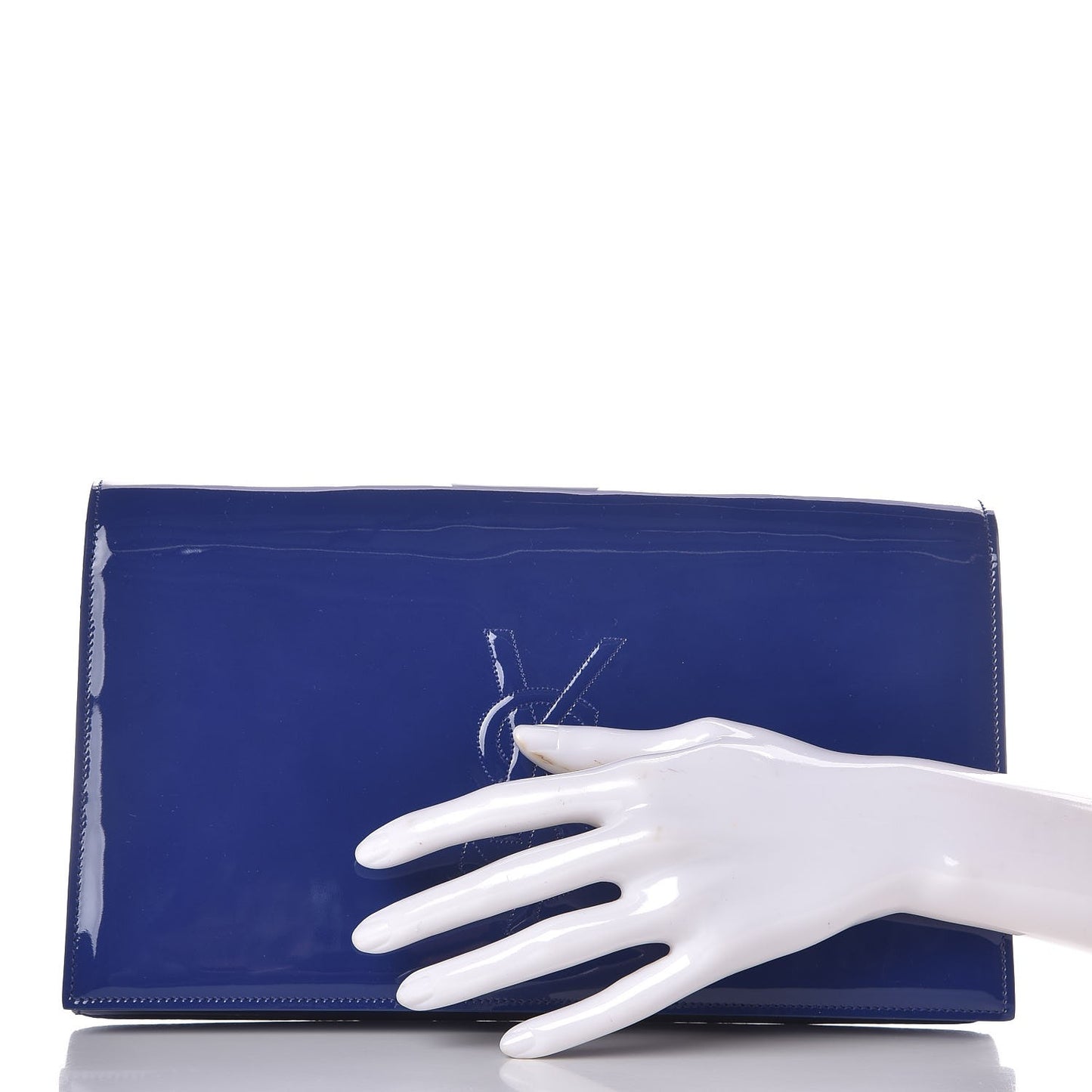 Patent Calfskin Monogram Large Belle De Jour Clutch Royal Blue