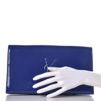 Saint Laurent Patent Calfskin Monogram Large Belle De Jour Clutch Royal Blue 2 of 7