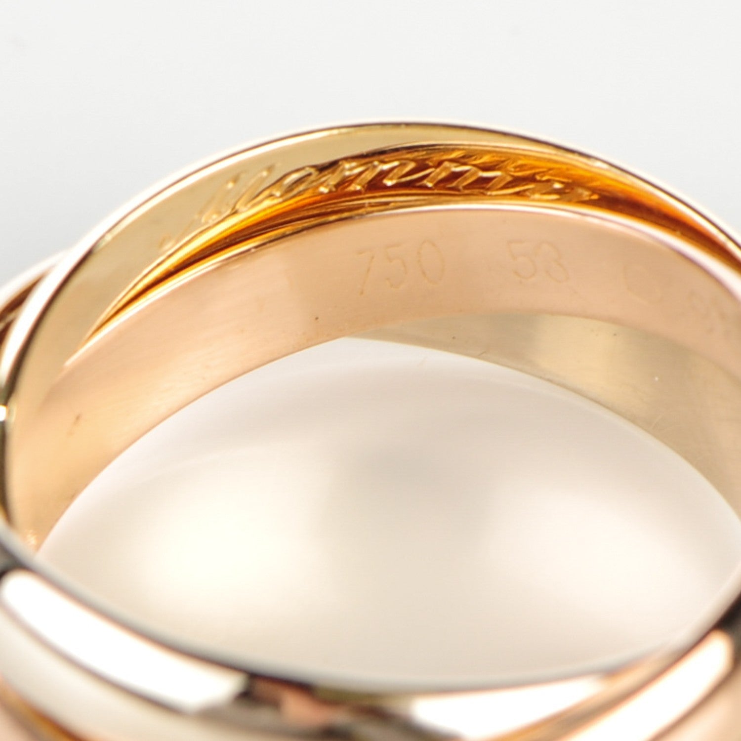 Cartier 18K Pink Yellow White Gold Classic Trinity Ring 53 6.25 3 of 9