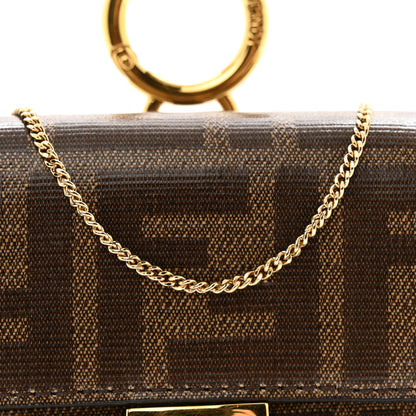 Fendi Glazed Fabric FF 1974 Nano Baguette Charm Mogano Panna 7 of 10