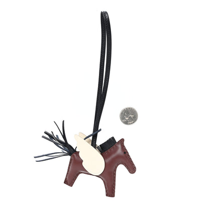 Hermes Milo Lambskin Grigri Rodeo Pegase Horse Bag Charm PM Terre Black Craie 2 of 5
