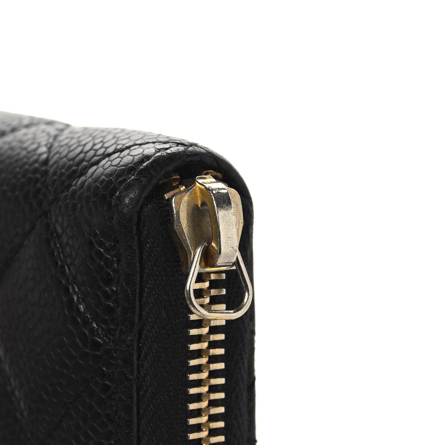Caviar Quilted Large Gusset Zip Around Wallet Black