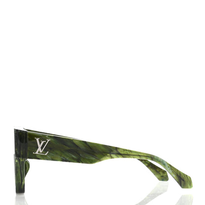 Louis Vuitton Acetate Marble Effect Swarovski Cyclone Sunglasses Z1552W Green 3 of 10