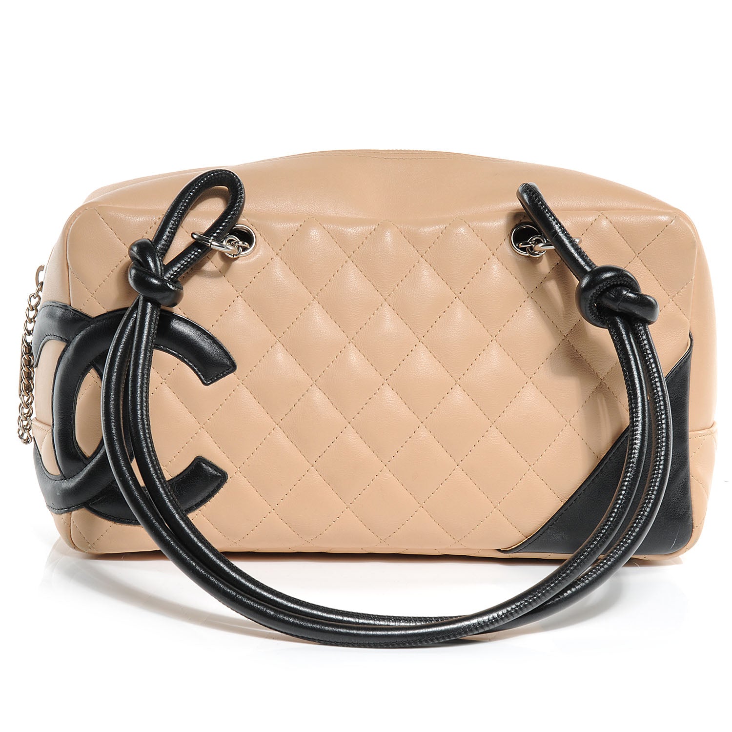 Chanel Calfskin Quilted Large Cambon Bowler Beige Black 1 of 11