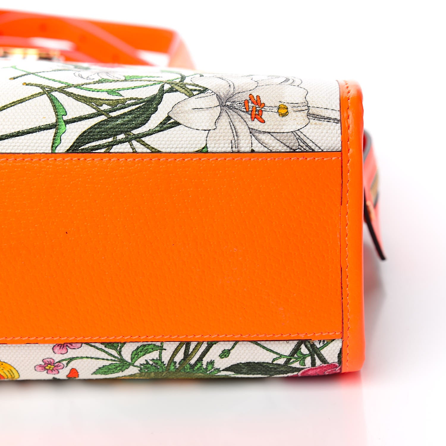 Gucci Canvas Medium Flora Tote White Multicolor Orange Fluo 10 of 11