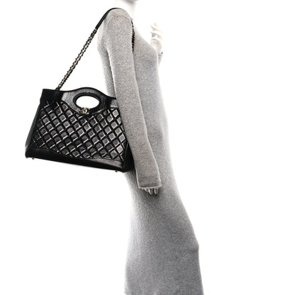 Chanel Shiny Lambskin Quilted Large 31 Shopping Bag Black 2 of 10