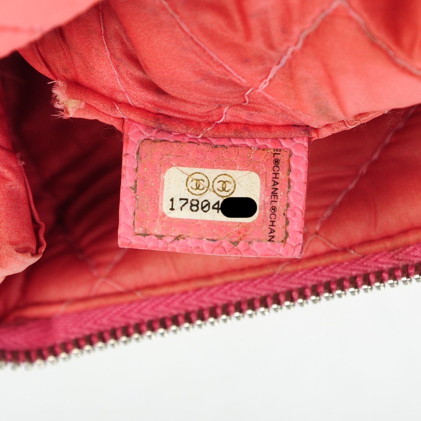 Caviar Quilted Zip Cosmetic Case Pink