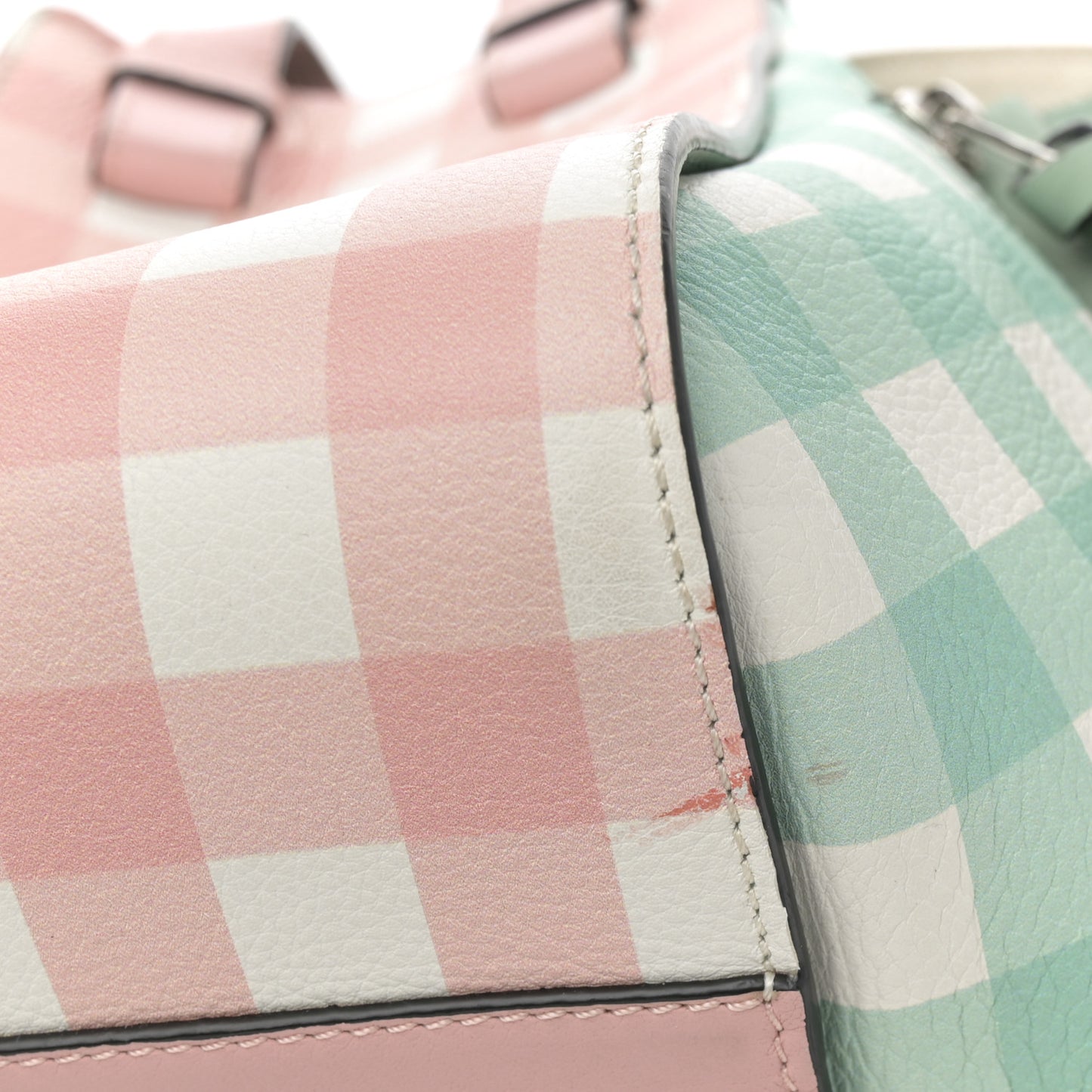 Calfskin Gingham Small Hammock Shoulder Bag Pink Green