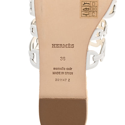 Hermes Nappa Ancone Espadrille Sandals 36 White Naturel 6 of 8