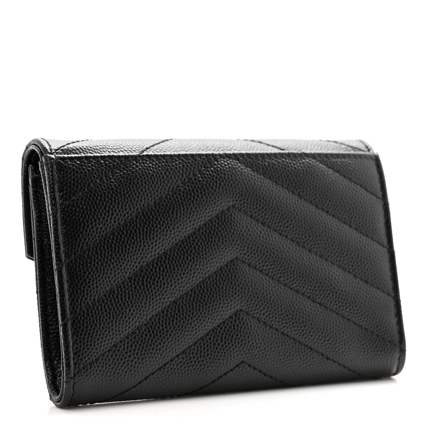 Grain De Poudre Matelasse Chevron Small Monogram Envelope Wallet Black