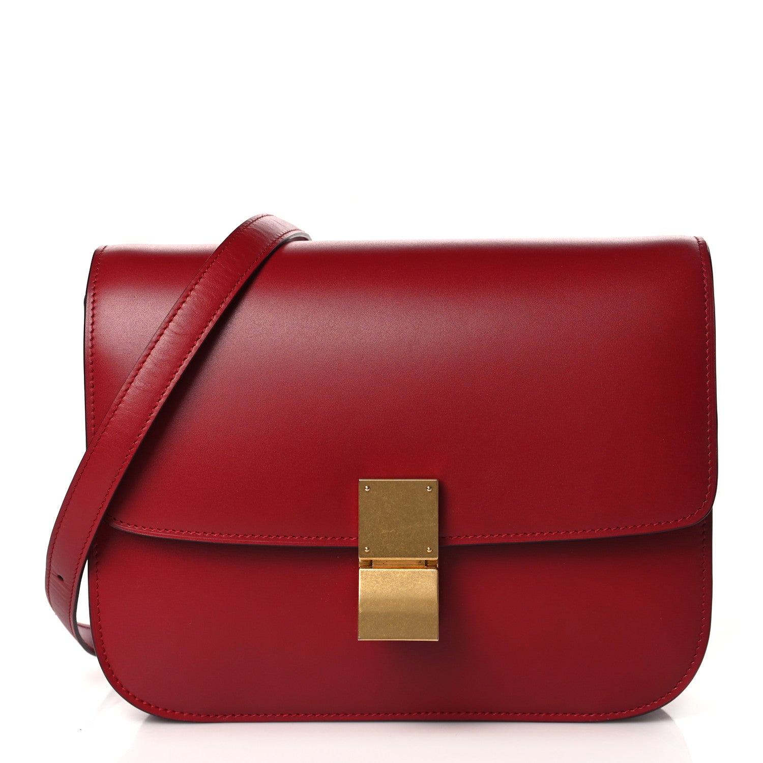 Celine Box Calfskin Medium Classic Box Flap Bag Red 1 of 10