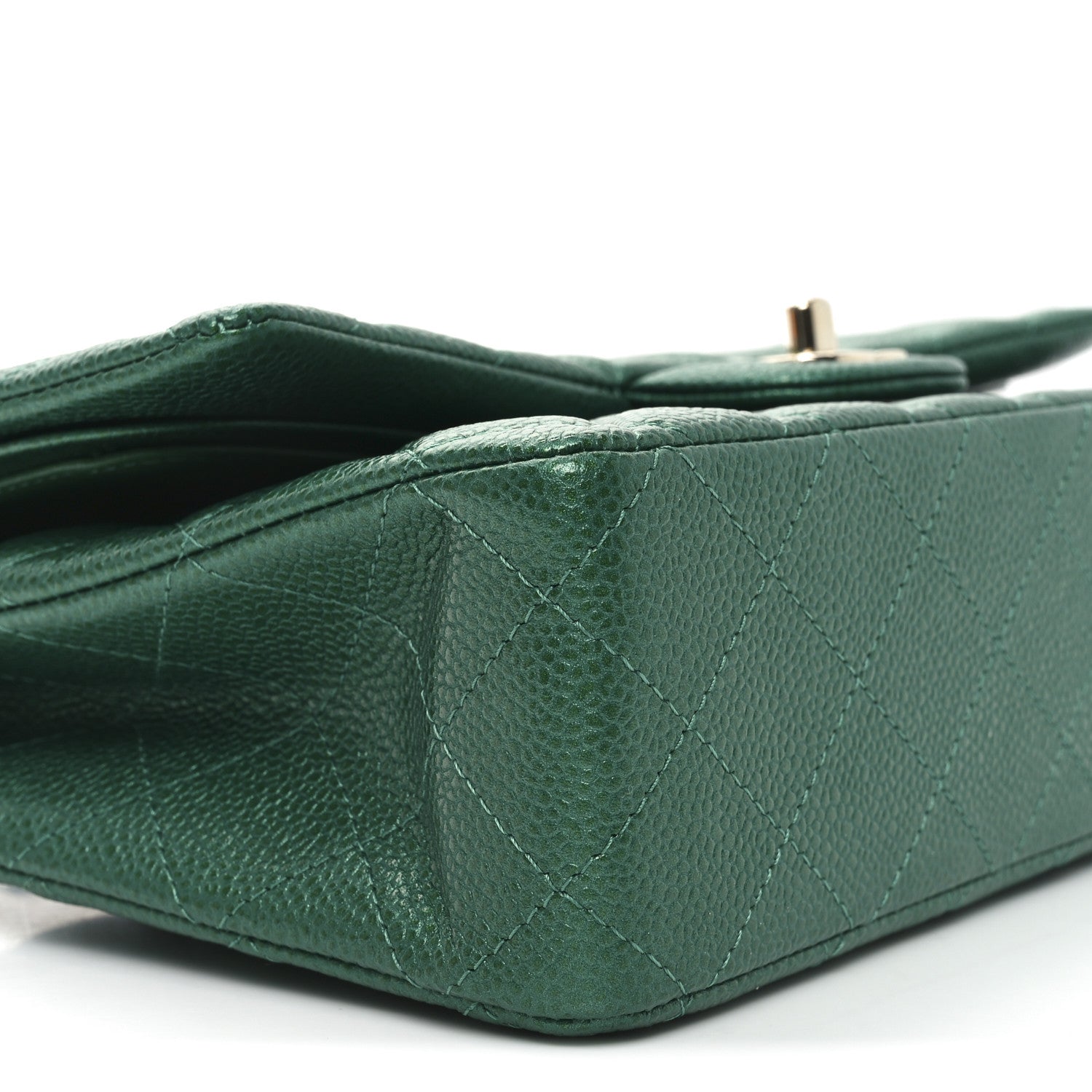 Chanel Metallic Caviar Quilted Medium Double Flap Green 9 of 11