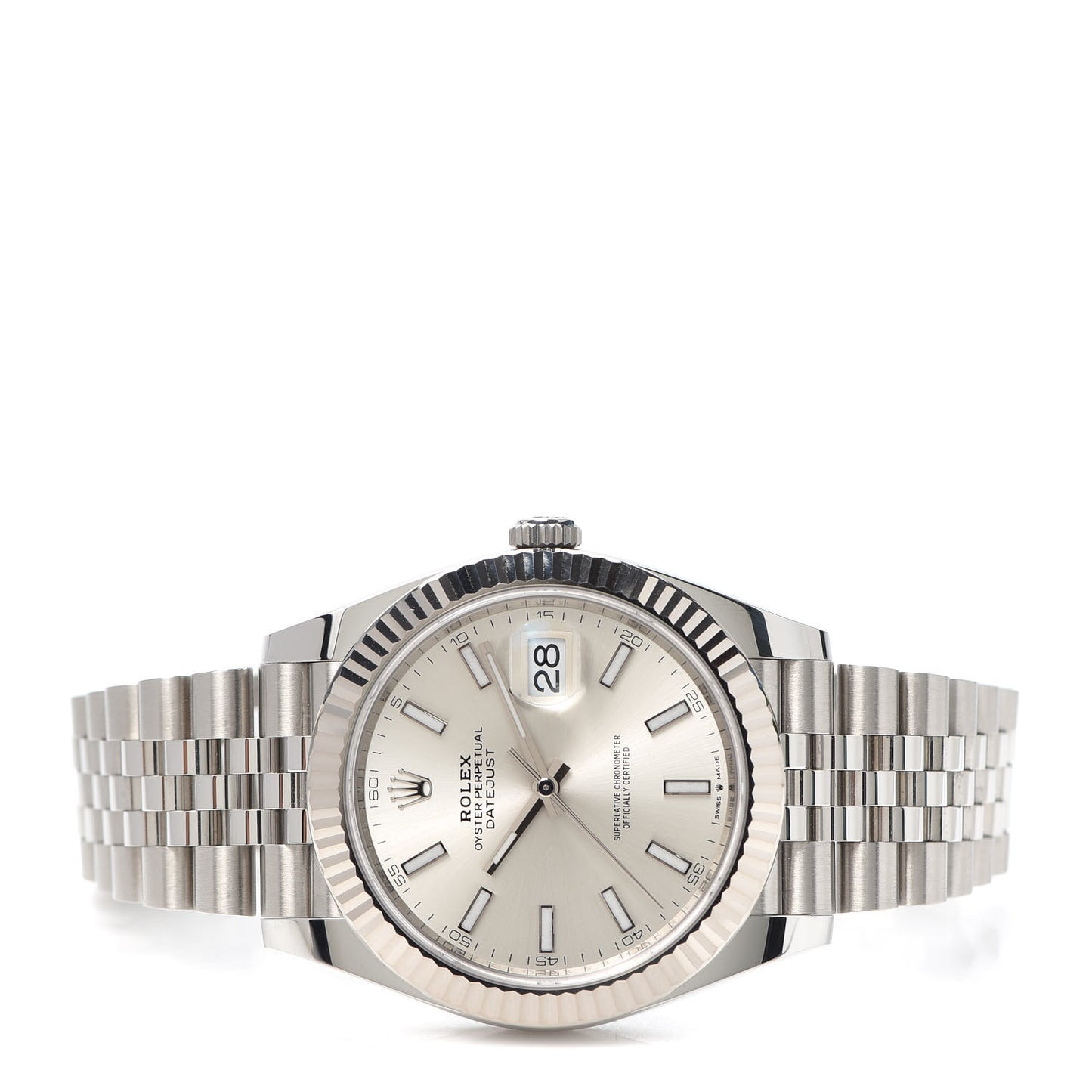 Stainless Steel 18K White Gold 41mm Oyster Perpetual Datejust Watch Silver 126334