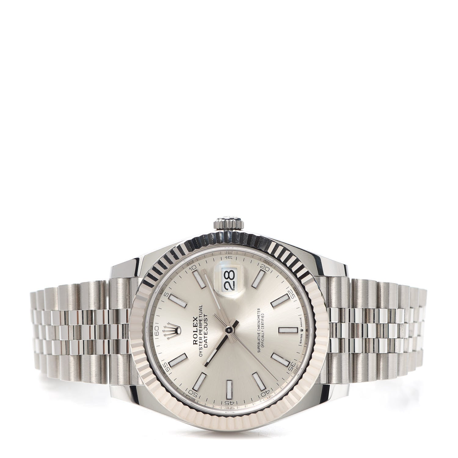 Rolex Stainless Steel 18K White Gold 41mm Oyster Perpetual Datejust Watch Silver 126334 2 of 5