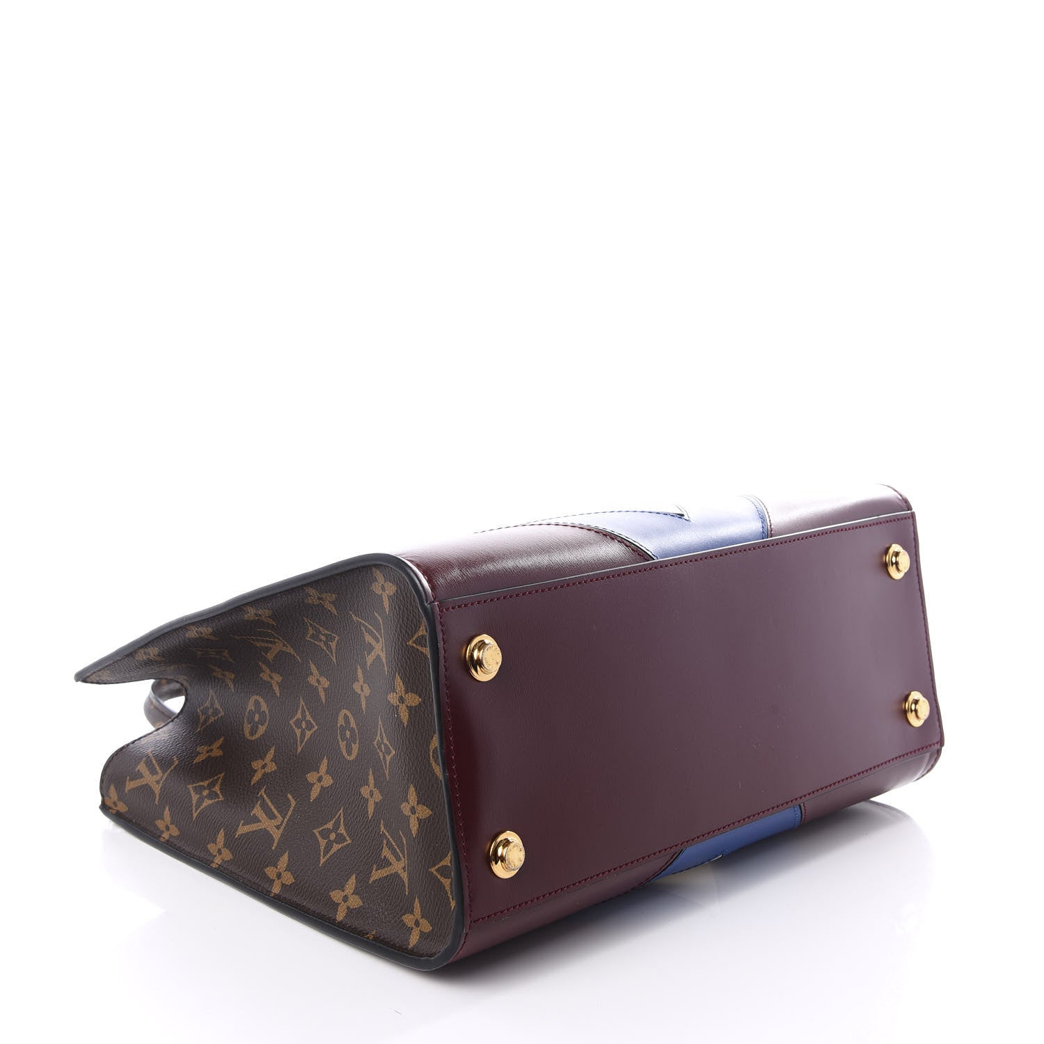 Louis Vuitton Calfskin Monogram City Steamer MM Blue Burgundy White 3 of 8