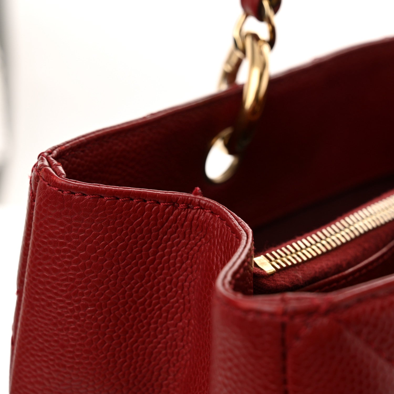 Chanel Caviar Quilted Grand Shopping Tote GST Red 13 of 17