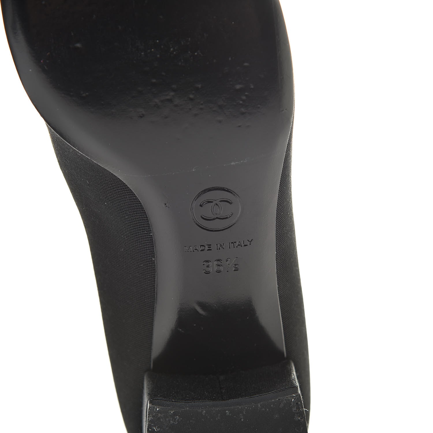 Chanel Patent Calfskin Grosgrain CC Cap Toe Pump 36.5 Black 7 of 11