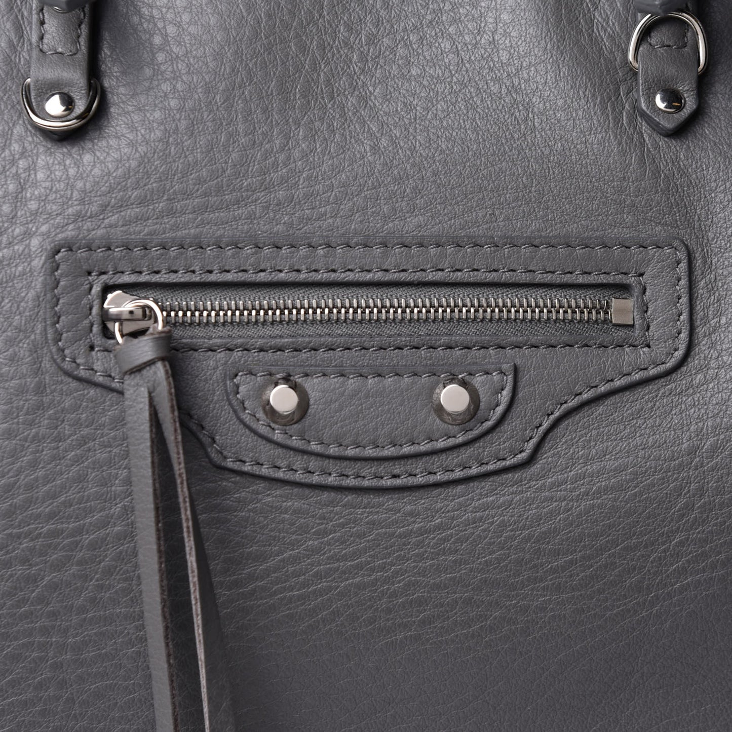 Veau Papier A4 Zip Around Tote Gris Acier