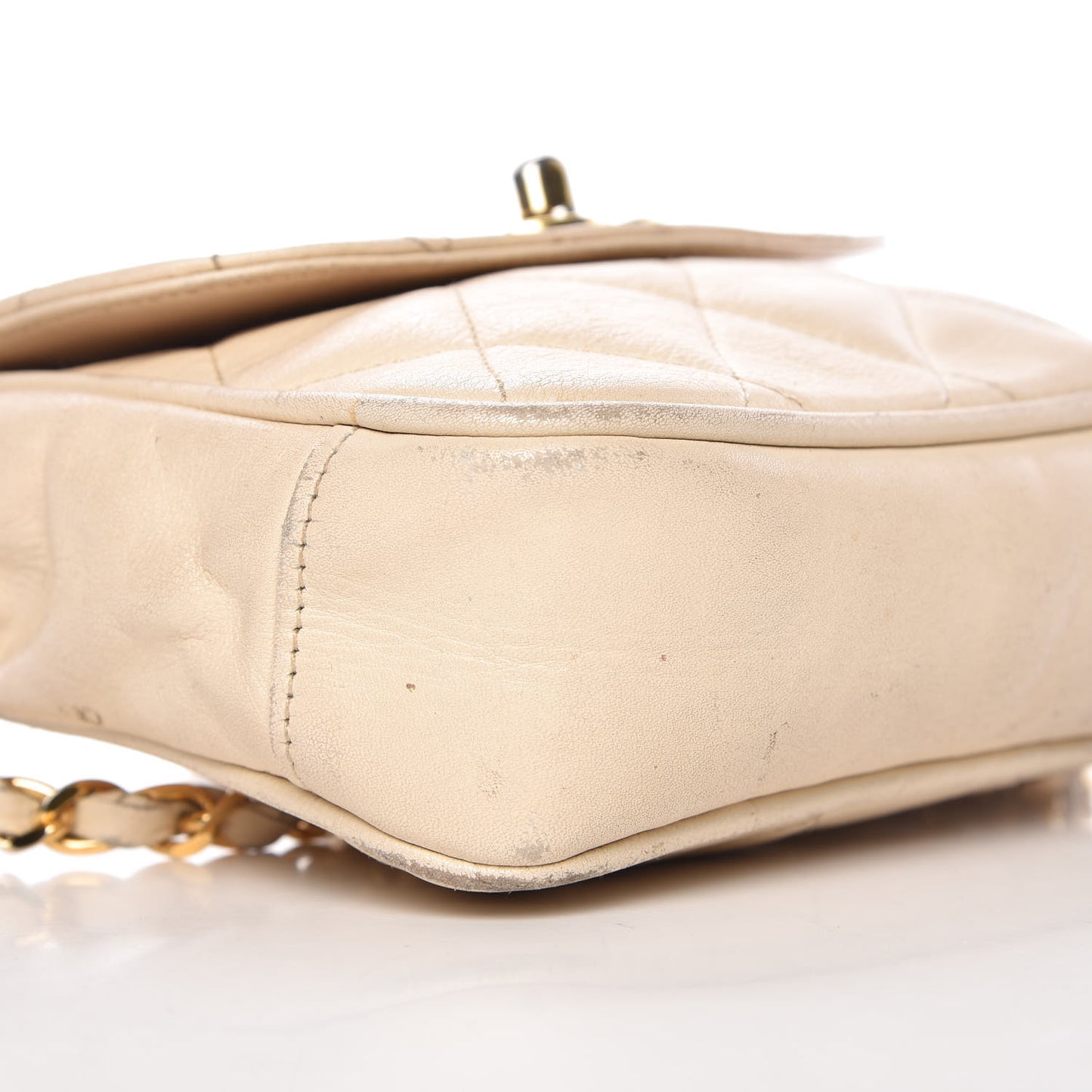 Caviar Quilted Mini Square Flap White