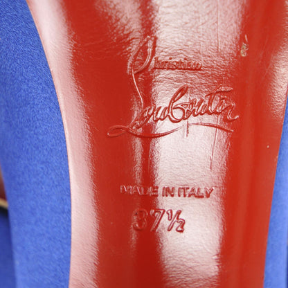 Christian Louboutin Crepe Satin Lady Peep 150 Pumps 37.5 Blue 7 of 8