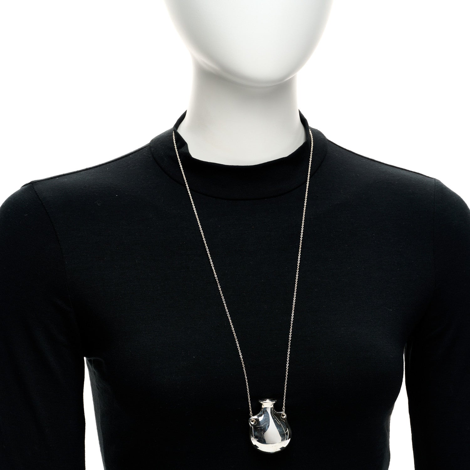 Tiffany Sterling Silver Medium Elsa Peretti Bottle Pendant Necklace 2 of 4