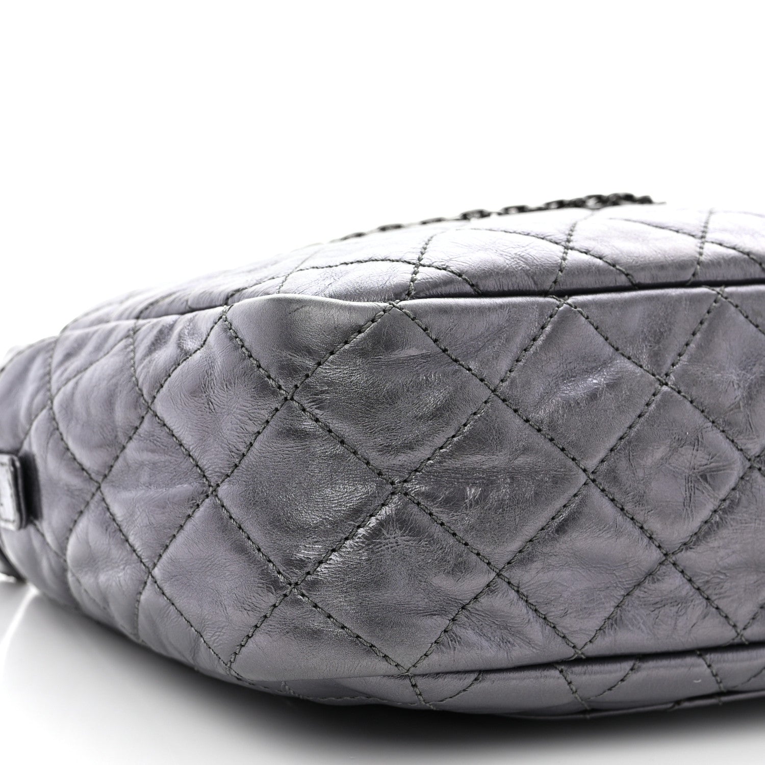 Chanel Metallic Aged Calfskin Quilted Medium Reissue Camera Case Dark Silver 9 of 10