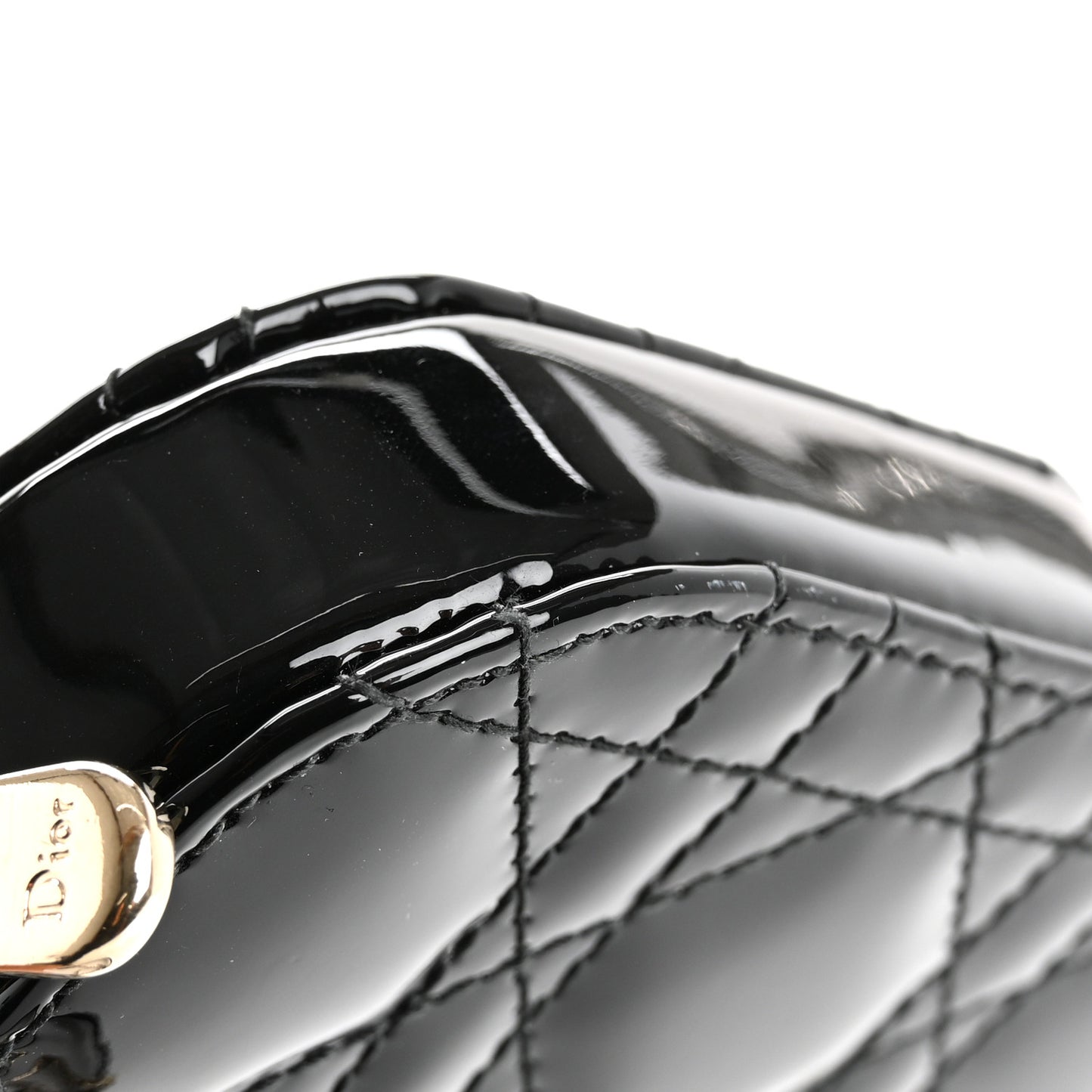 Patent Cannage Lady Dior Phone Holder Black