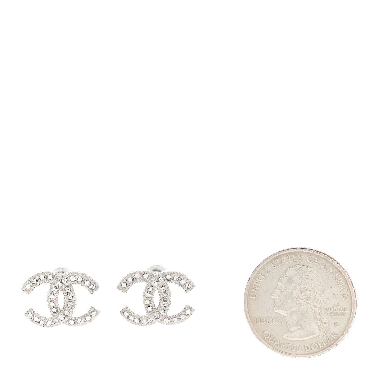 Chanel Crystal CC Earrings Silver 2 of 4