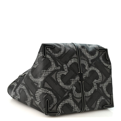 Burberry E-Canvas Calfskin Monogram TB Beach Tote  Graphite 5 of 11